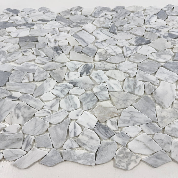 Celvive Stone Carrara White Honed Irregular Shape Marble Mosaic