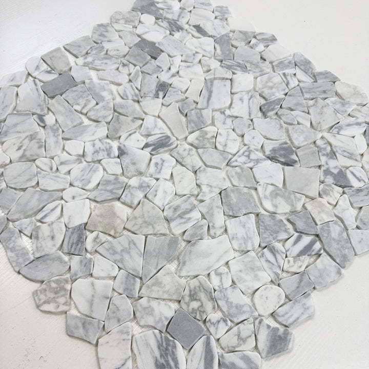 Celvive Stone Carrara White Honed Irregular Shape Marble Mosaic