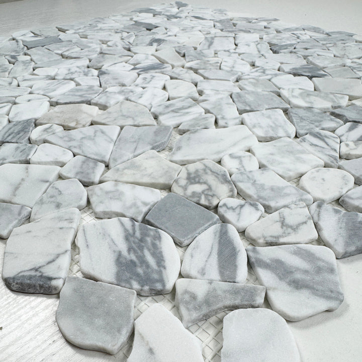 Celvive Stone Carrara White Honed Irregular Shape Marble Mosaic