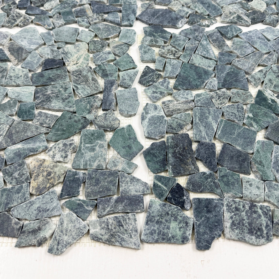 Celvive Stone Dark Green Honed Irregular Shape Marble Mosaic
