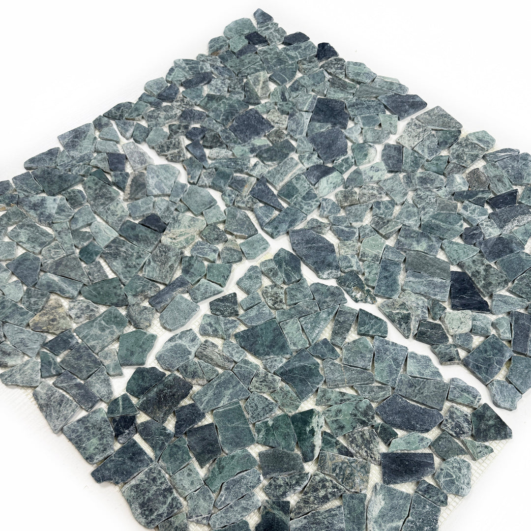 Celvive Stone Dark Green Honed Irregular Shape Marble Mosaic