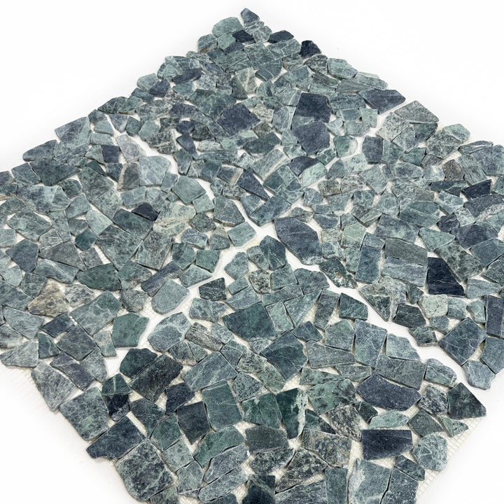 Celvive Stone Dark Green Honed Irregular Shape Marble Mosaic