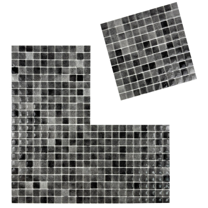 Imperial Crest Light Grey & Shadow Grey Mixed Glossy Recycled Glass Mosaic