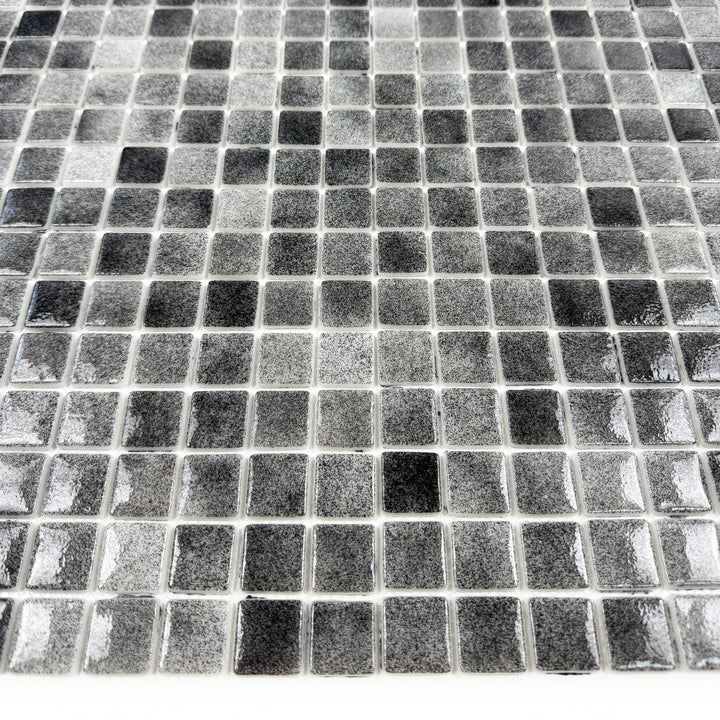 Imperial Crest Light Grey & Shadow Grey Mixed Glossy Recycled Glass Mosaic