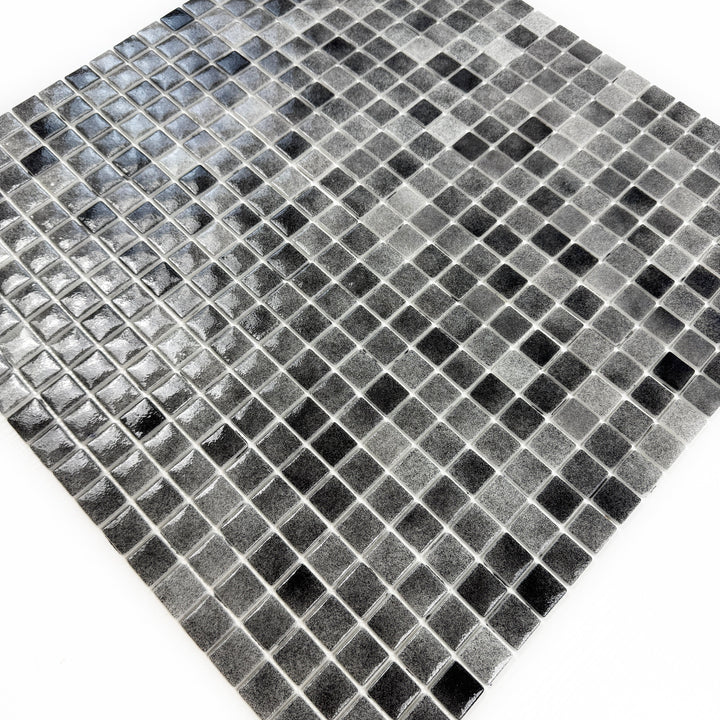 Imperial Crest Light Grey & Shadow Grey Mixed Glossy Recycled Glass Mosaic