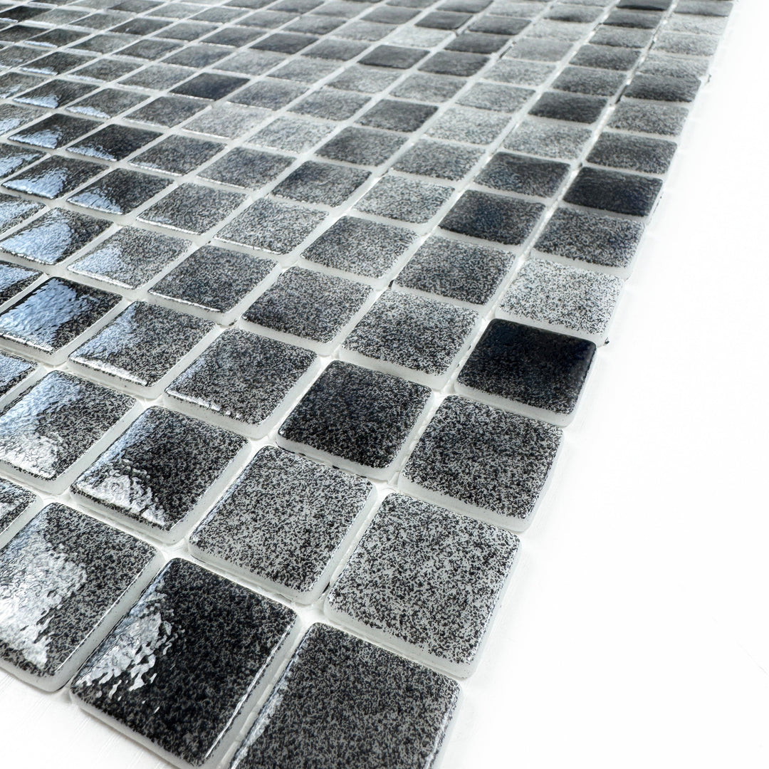 Imperial Crest Light Grey & Shadow Grey Mixed Glossy Recycled Glass Mosaic