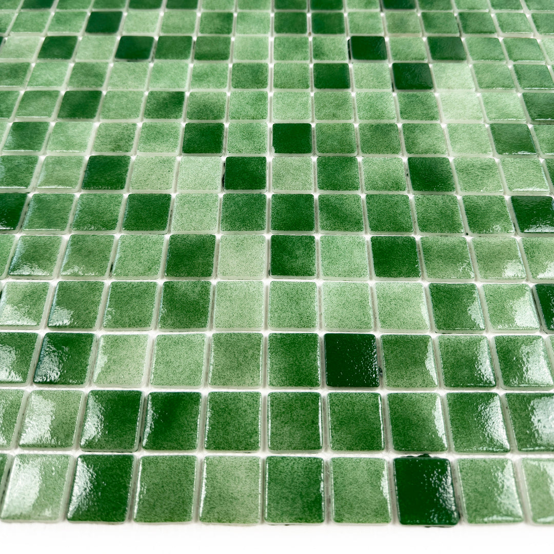 Imperial Crest Fern Green & Moss Green Mixed Glossy Recycled Glass Mosaic