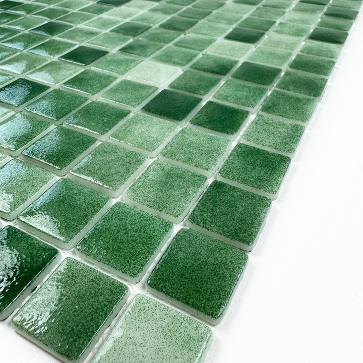 Imperial Crest Fern Green & Moss Green Mixed Glossy Recycled Glass Mosaic