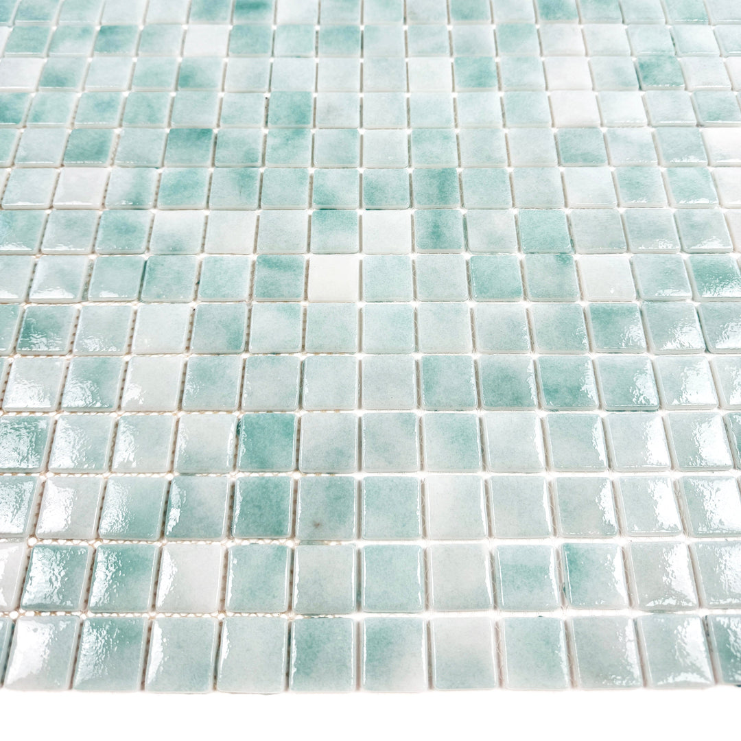 Imperial Crest Light Blue & Nile Blue Mixed Glossy Recycled Glass Mosaic