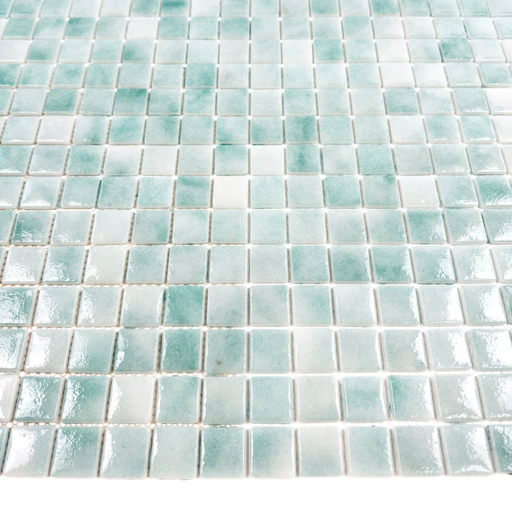 Imperial Crest Light Blue & Nile Blue Mixed Glossy Recycled Glass Mosaic