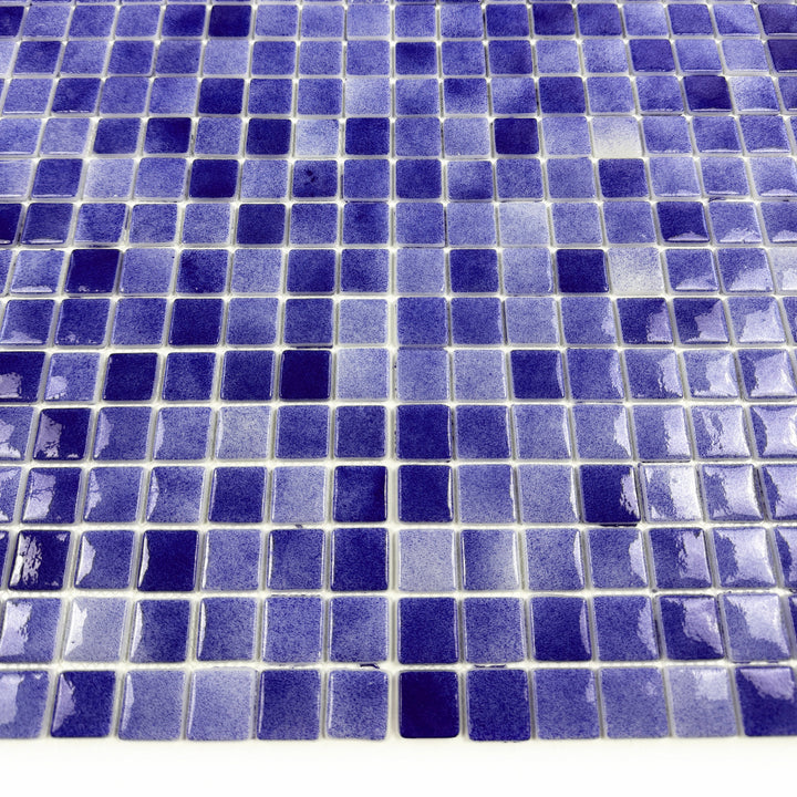 Imperial Crest Navy Blue & Midnight Blue Mixed Glossy Recycled Glass Mosaic