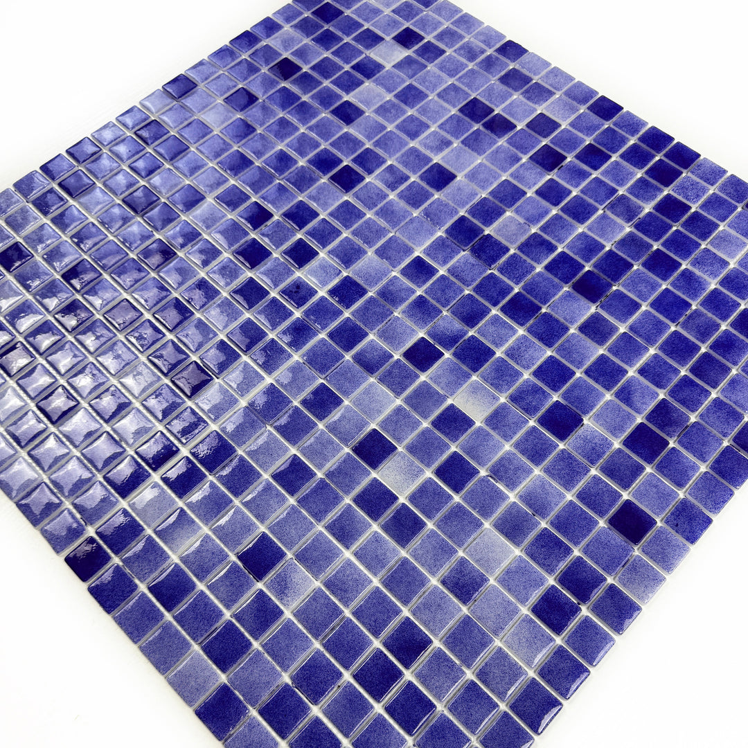 Imperial Crest Navy Blue & Midnight Blue Mixed Glossy Recycled Glass Mosaic