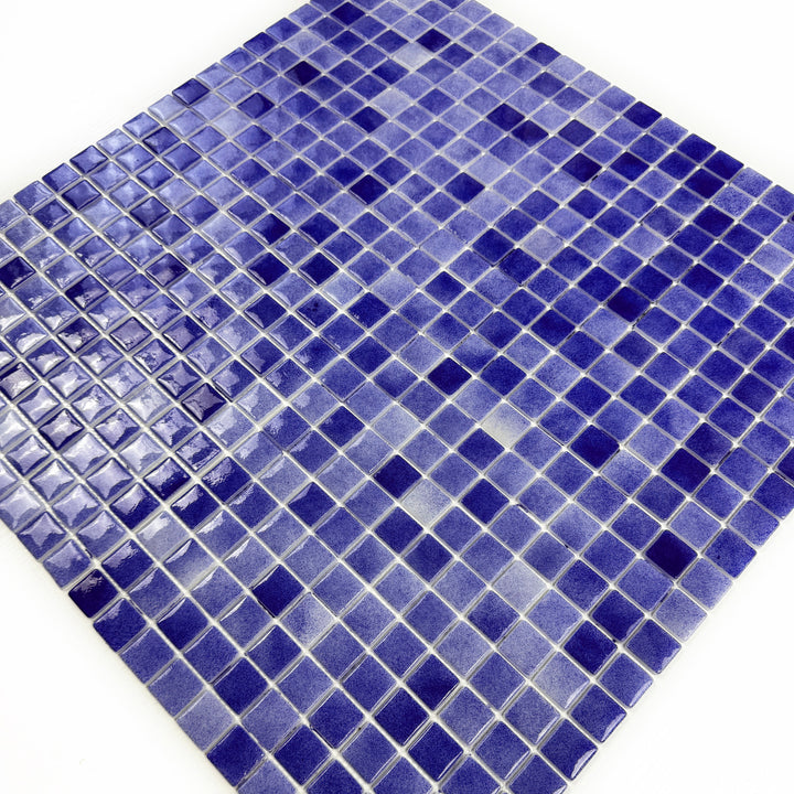 Imperial Crest Navy Blue & Midnight Blue Mixed Glossy Recycled Glass Mosaic