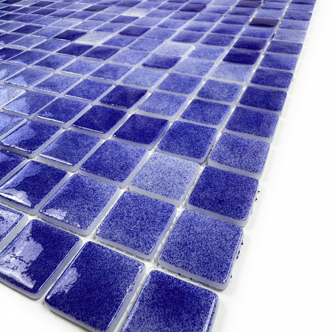 Imperial Crest Navy Blue & Midnight Blue Mixed Glossy Recycled Glass Mosaic