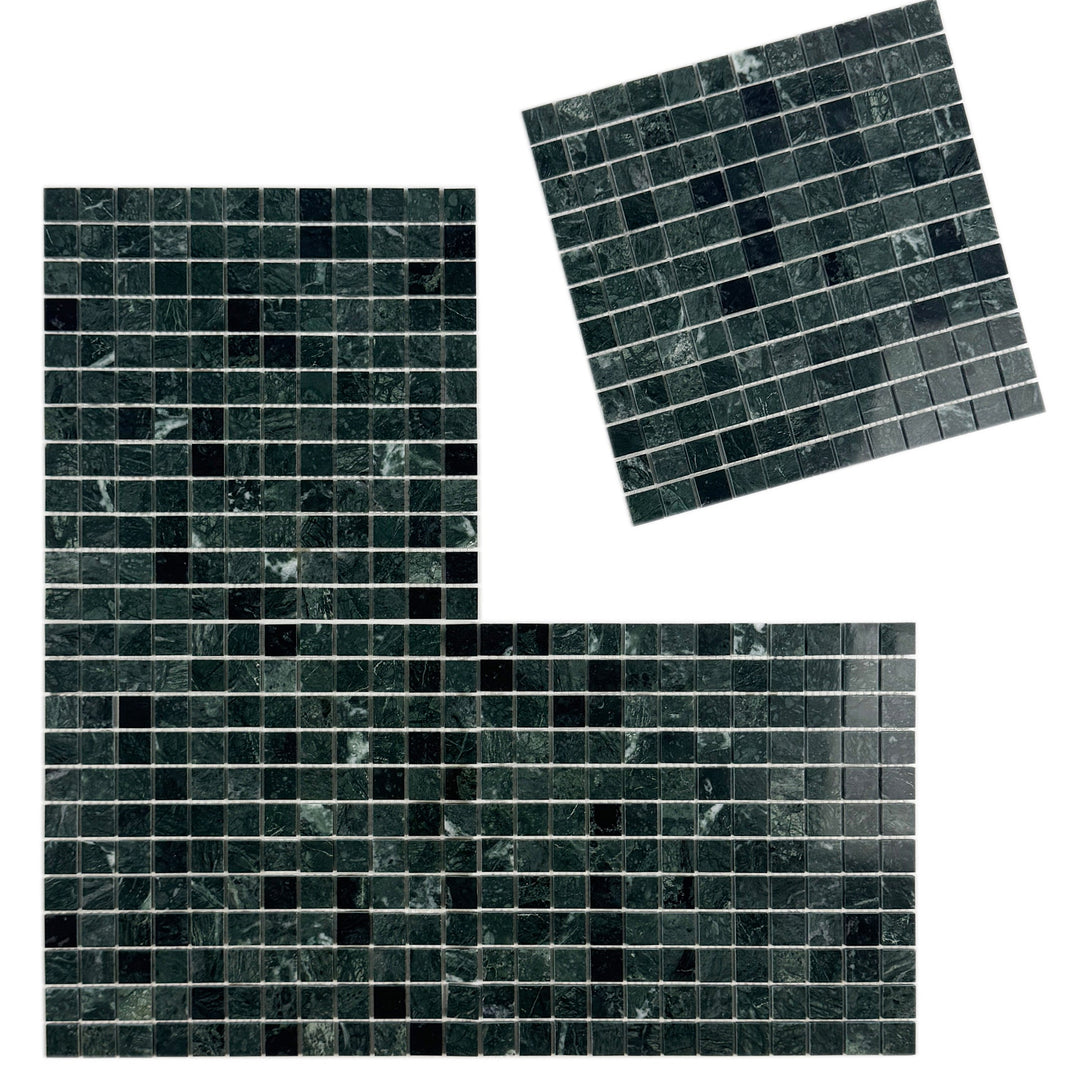 Emerald Ridge Dark Green Polished Square  Marble Mosaic