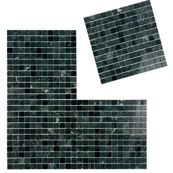 Emerald Ridge Dark Green Polished Square  Marble Mosaic