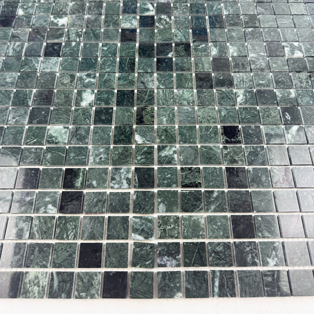 Emerald Ridge Dark Green Polished Square  Marble Mosaic