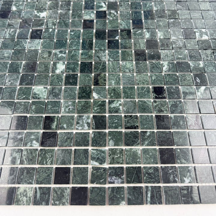 Emerald Ridge Dark Green Polished Square  Marble Mosaic