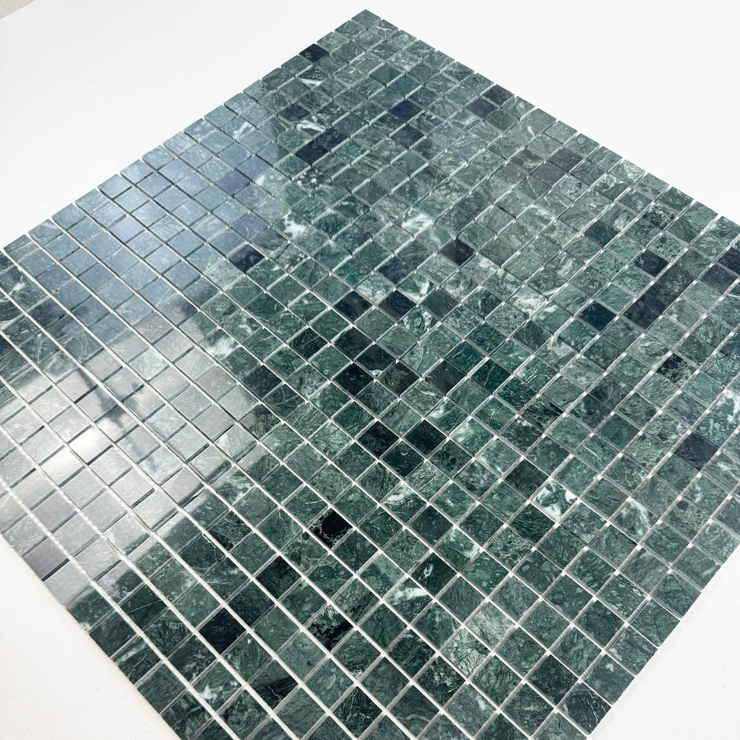 Emerald Ridge Dark Green Polished Square  Marble Mosaic