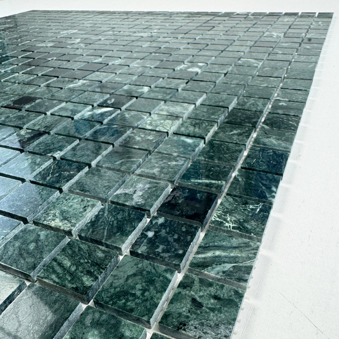 Emerald Ridge Dark Green Polished Square  Marble Mosaic