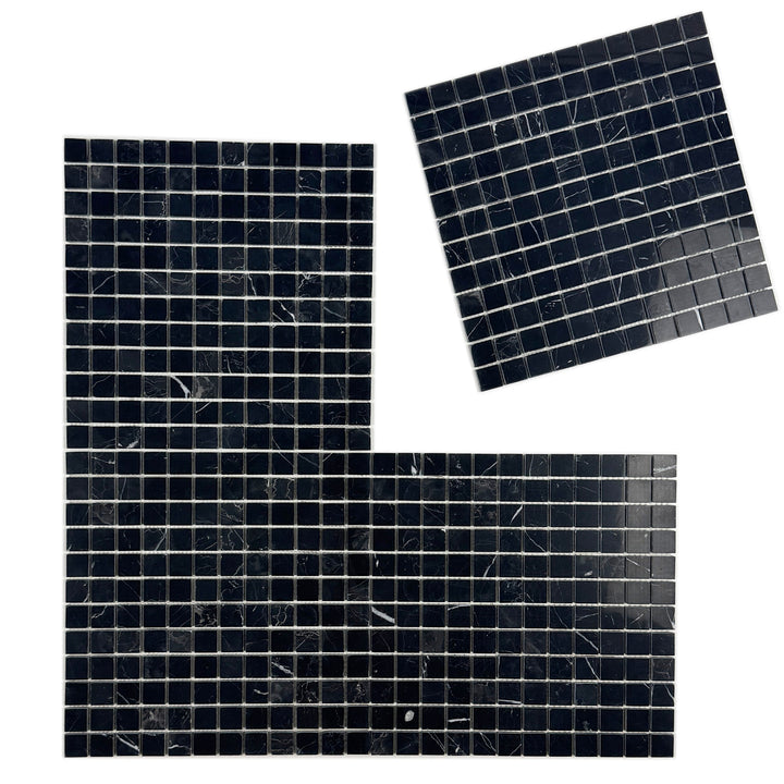 Noir Crest Black Marquina Polished Square  Marble Mosaic