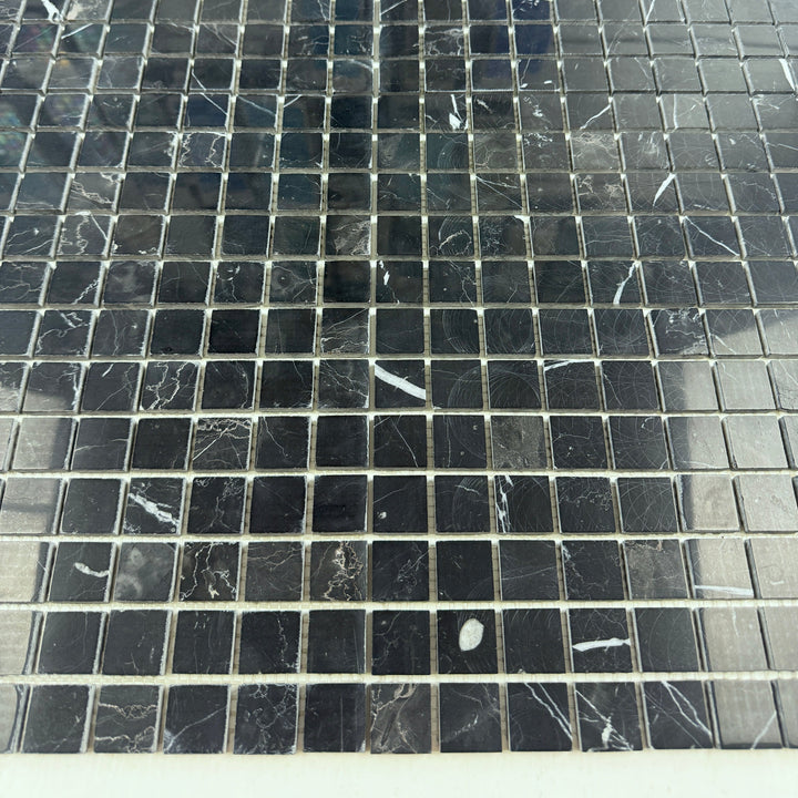 Noir Crest Black Marquina Polished Square  Marble Mosaic
