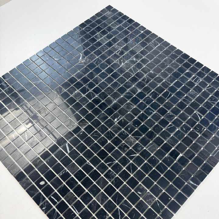 Noir Crest Black Marquina Polished Square  Marble Mosaic
