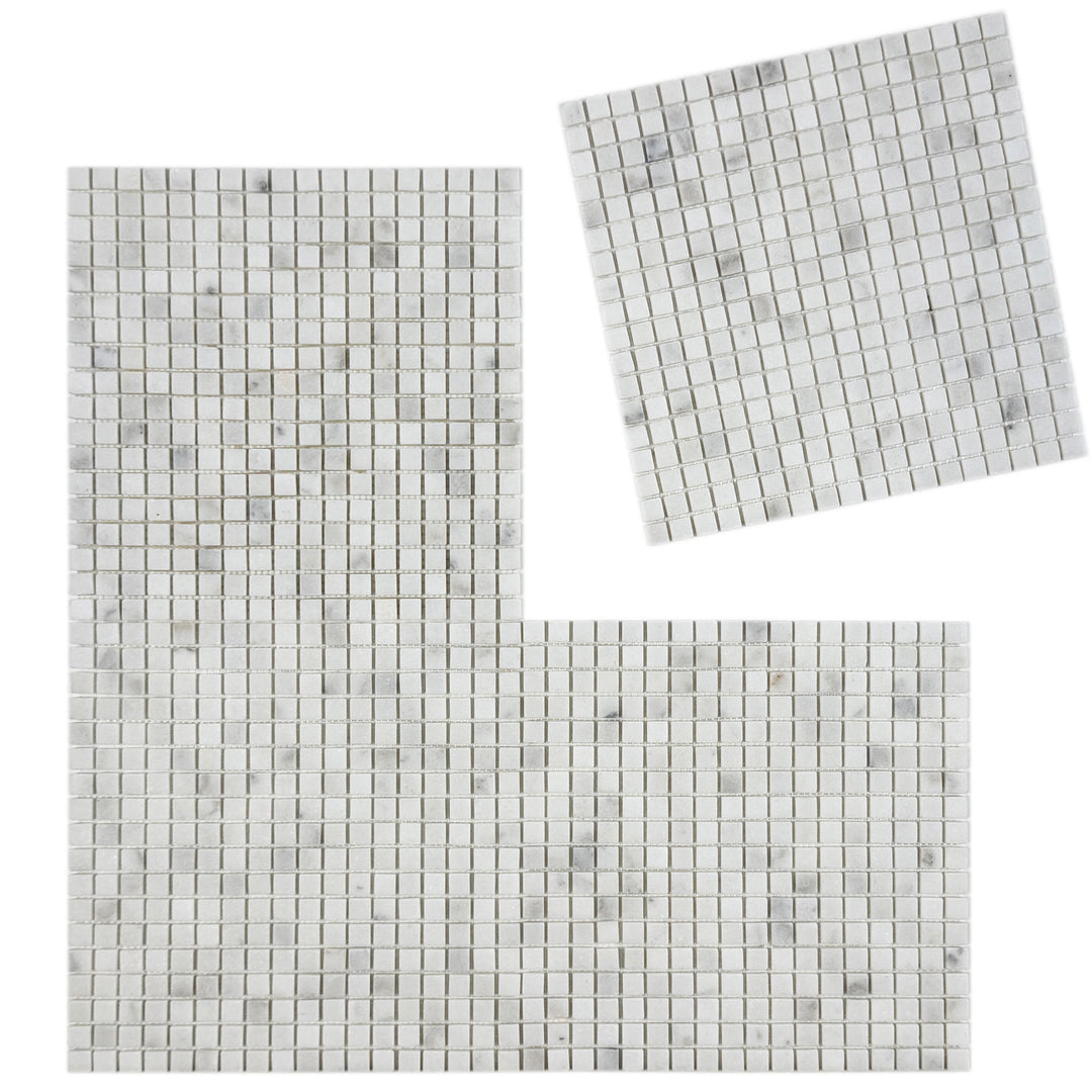 Zen Terra Kwong Sal White Honed Square Marble Mosaic