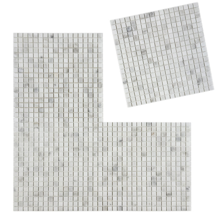 Zen Terra Kwong Sal White Honed Square Marble Mosaic
