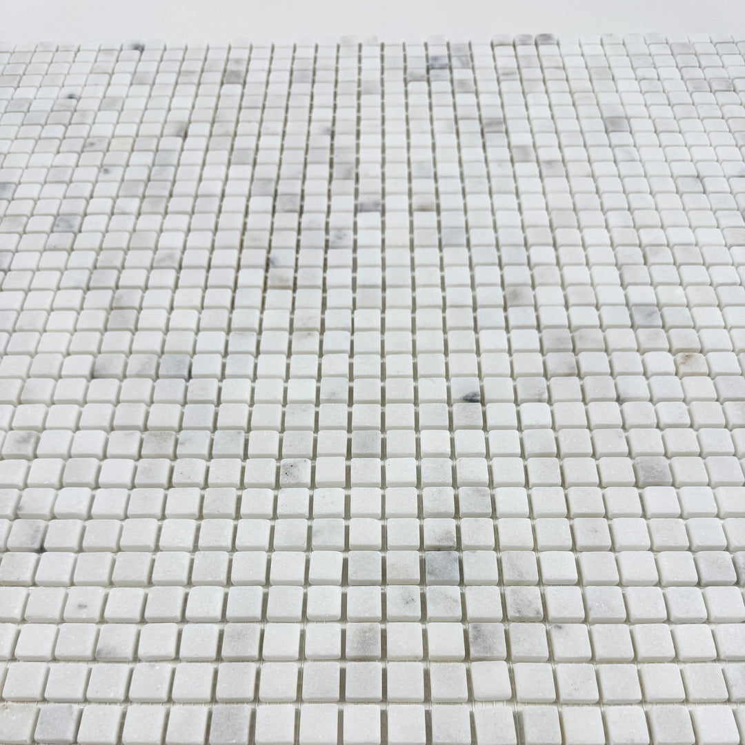 Zen Terra Kwong Sal White Honed Square Marble Mosaic