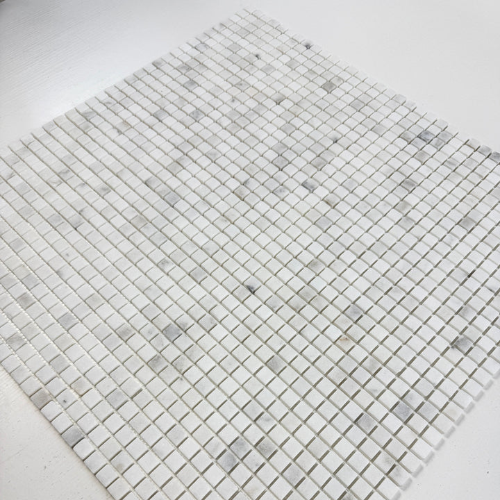 Zen Terra Kwong Sal White Honed Square Marble Mosaic