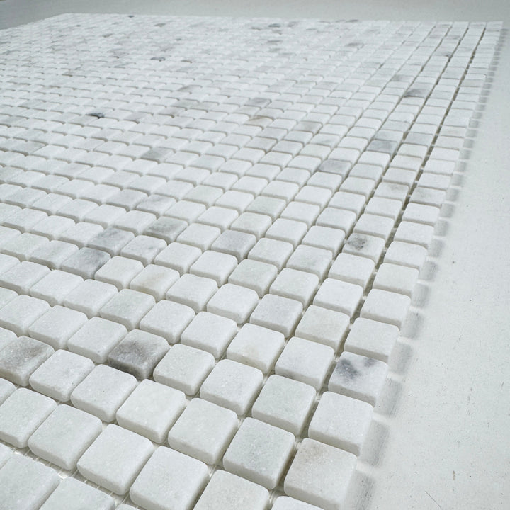 Zen Terra Kwong Sal White Honed Square Marble Mosaic