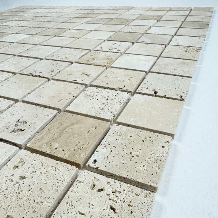Beige Sandstone Light Beige  Honed Square Travertine Marble Mosaic