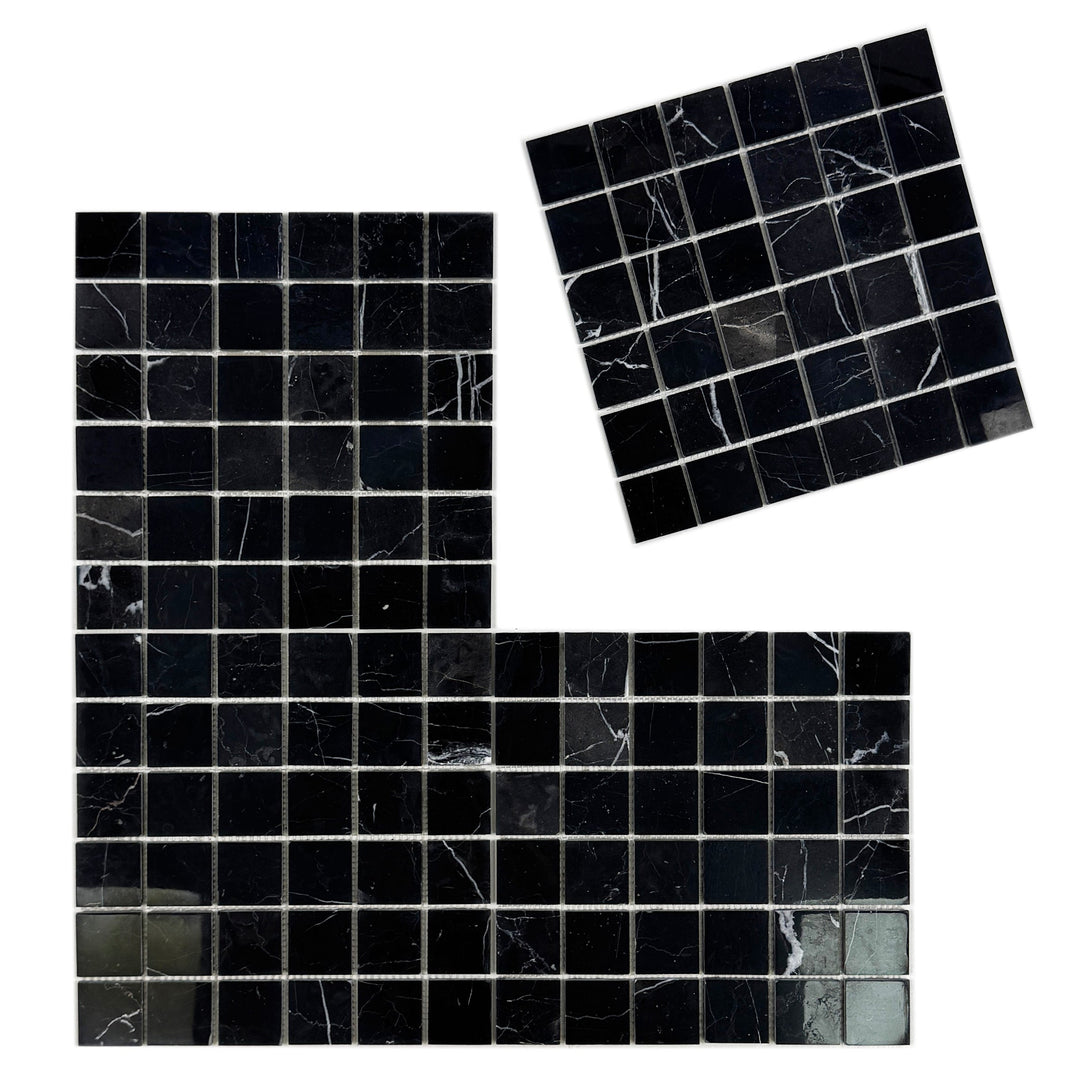 Noir Crest Black Marquina Polished Square  Marble Mosaic
