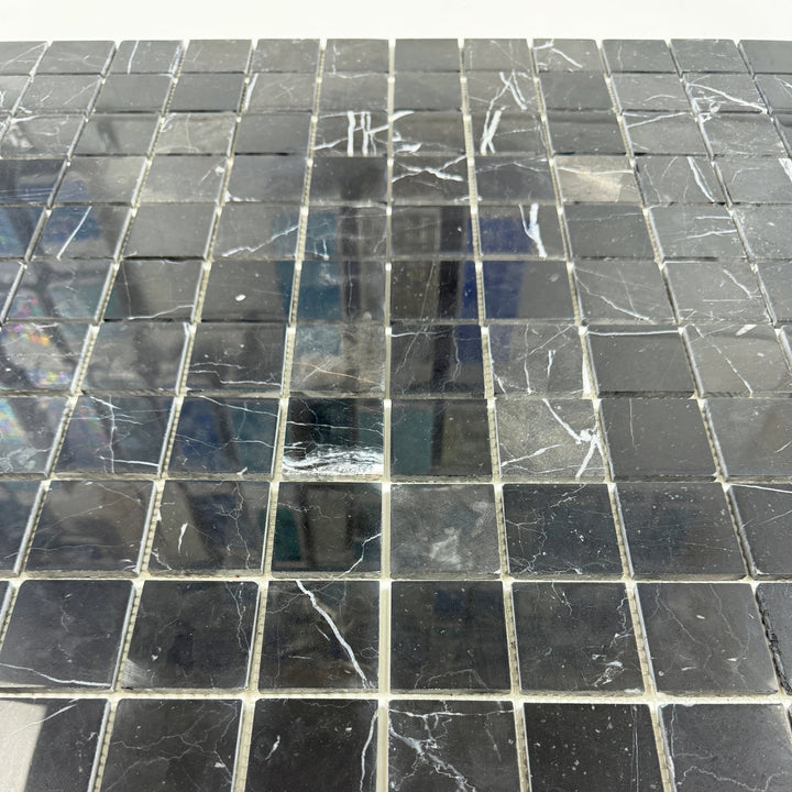 Noir Crest Black Marquina Polished Square  Marble Mosaic