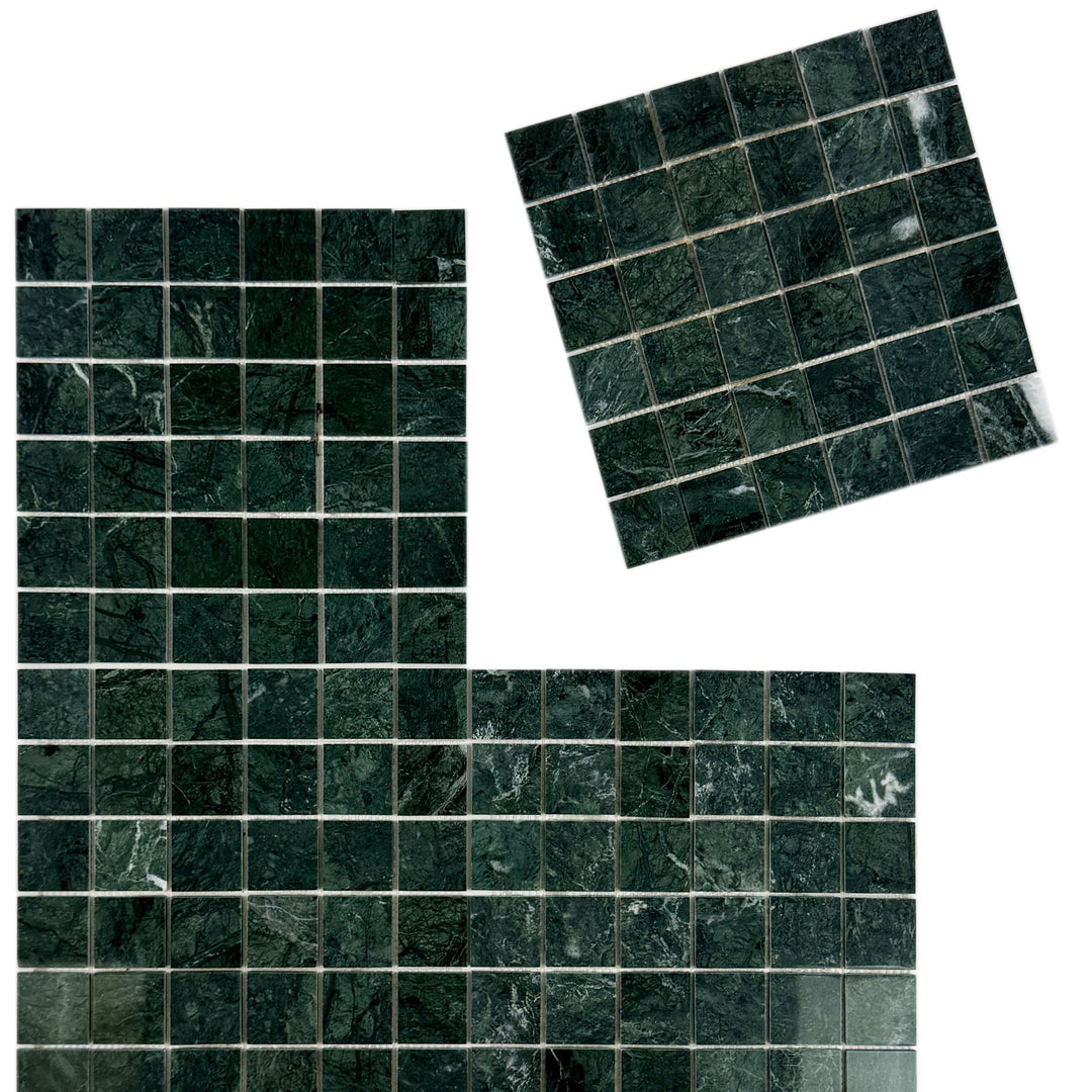 Emerald Ridge Dark Green Polished Square  Marble Mosaic