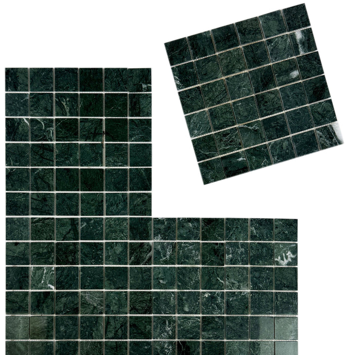 Emerald Ridge Dark Green Polished Square  Marble Mosaic