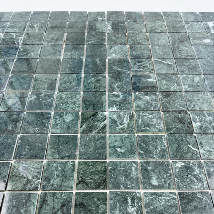 Emerald Ridge Dark Green Polished Square  Marble Mosaic