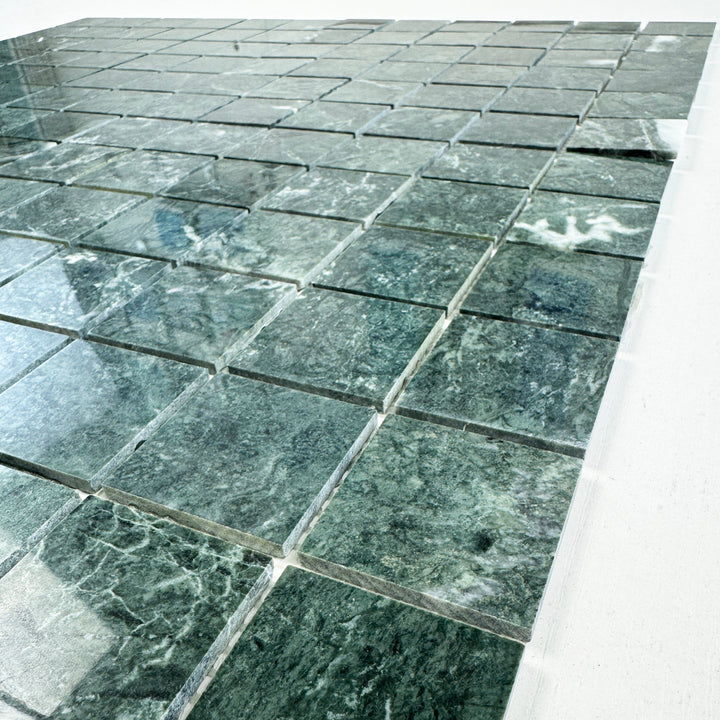 Emerald Ridge Dark Green Polished Square  Marble Mosaic