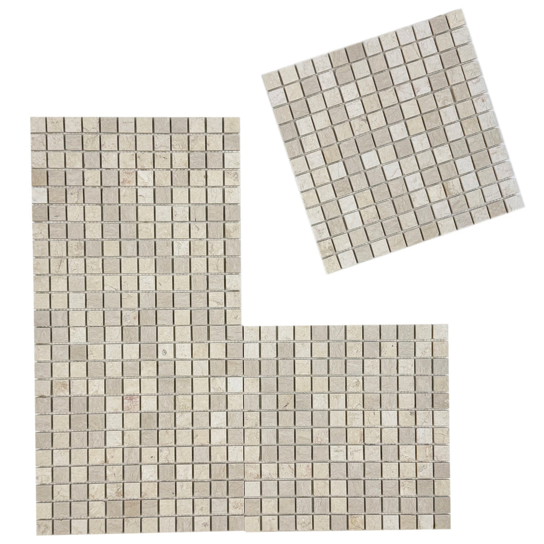 Sand Veil Cream Marfil  Polished Square  Marble Mosaic