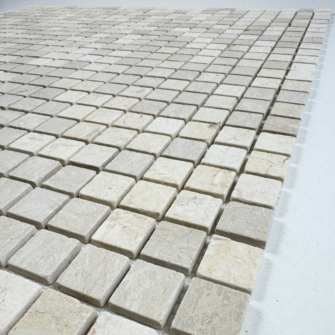 Sand Veil Cream Marfil  Polished Square  Marble Mosaic