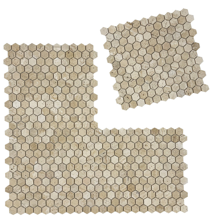 Beige Sandstone Light Beige  Honed Hexagon Travertine Marble Mosaic
