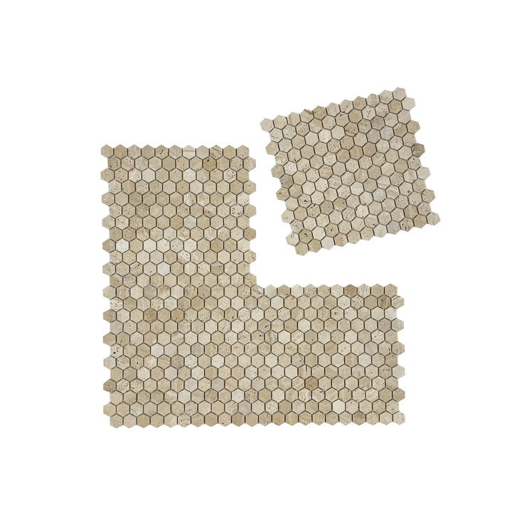 Luminé Beige Travertine Hexagon Mosaic – Honed