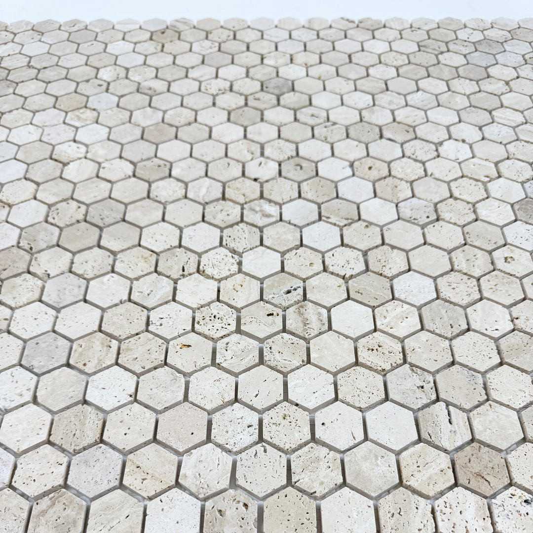 Beige Sandstone Light Beige  Honed Hexagon Travertine Marble Mosaic