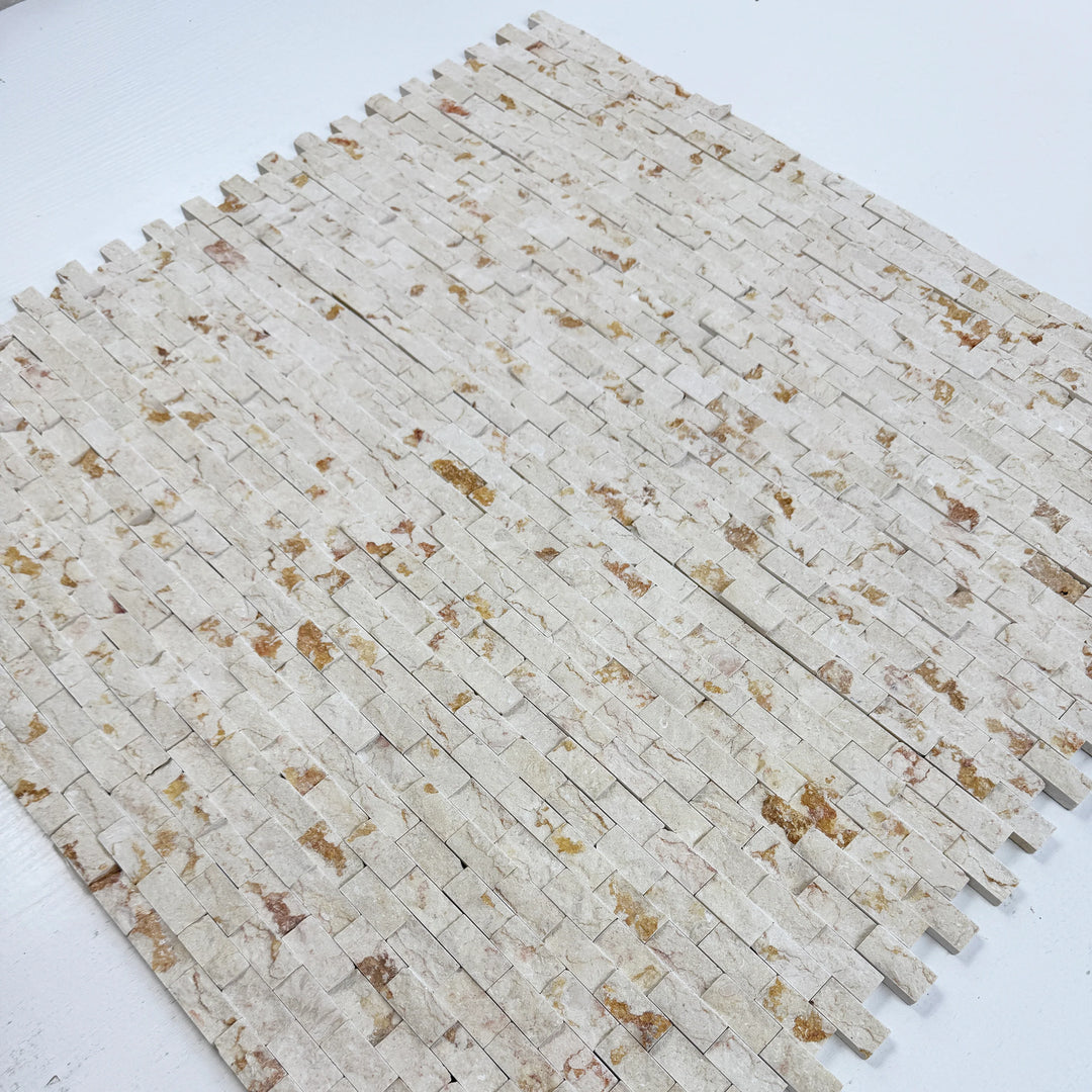 Aurora Luxe Sunny Beige Split Surface Marble Mosaic