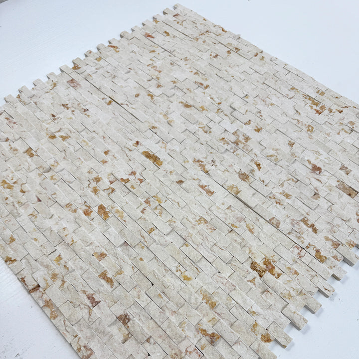 Aurora Luxe Sunny Beige Split Surface Marble Mosaic