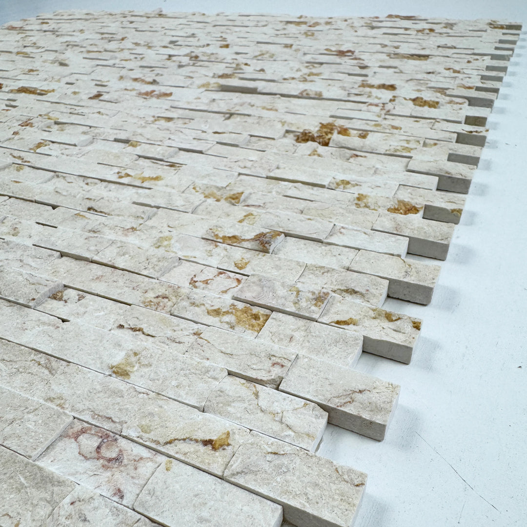 Aurora Luxe Sunny Beige Split Surface Marble Mosaic