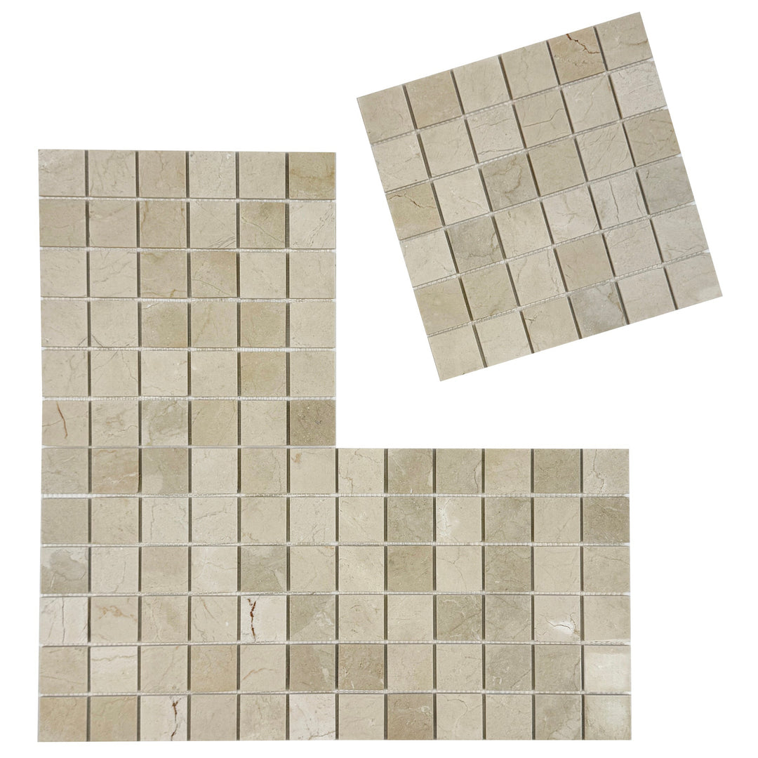 Sand Veil Cream Marfil  Polished Square  Marble Mosaic