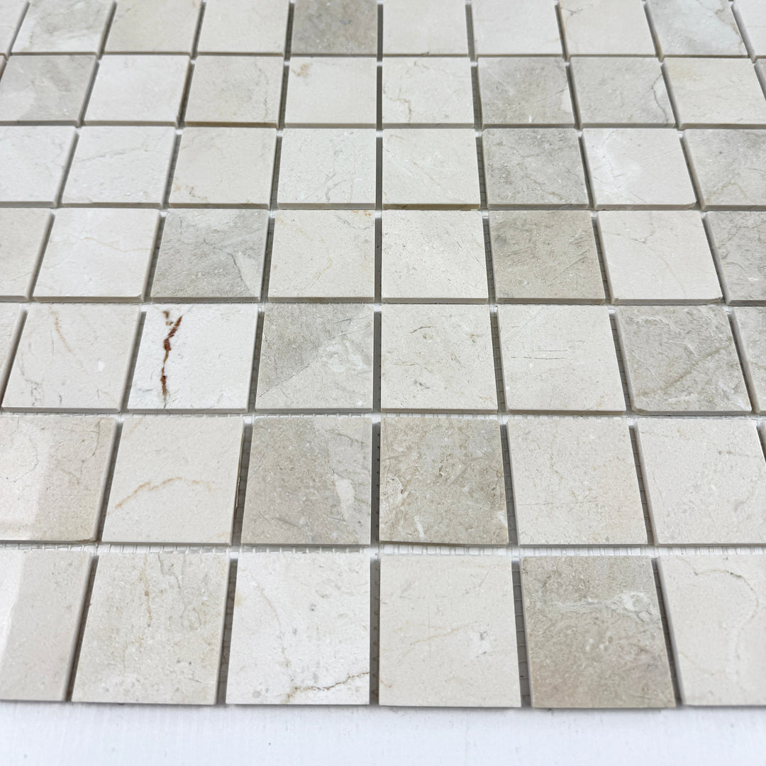 Sand Veil Cream Marfil  Polished Square  Marble Mosaic