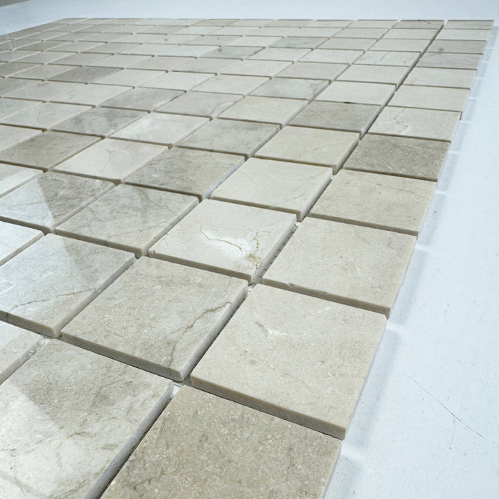 Sand Veil Cream Marfil  Polished Square  Marble Mosaic